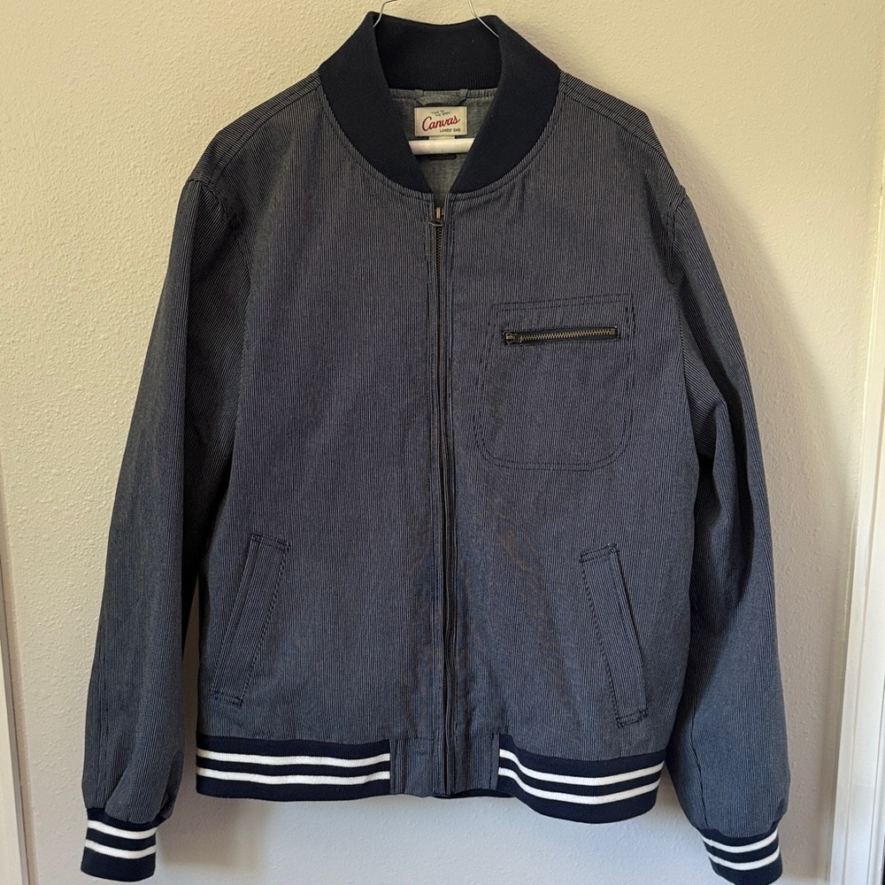 Land’s End Canvas Varsity Jacket Navy White XL